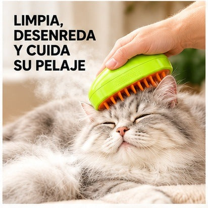 Gato siendo cepillado: limpia, desenreda y cuida su pelaje