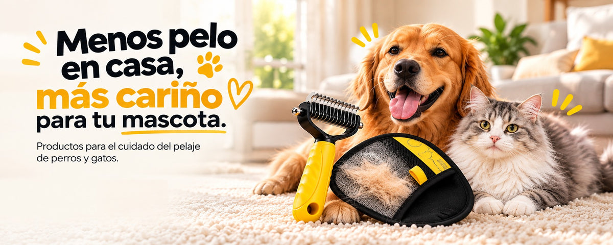 Menos pelo en casa, más cariño para tu mascota. Productos para el cuidado del pelaje de perros y gatos.